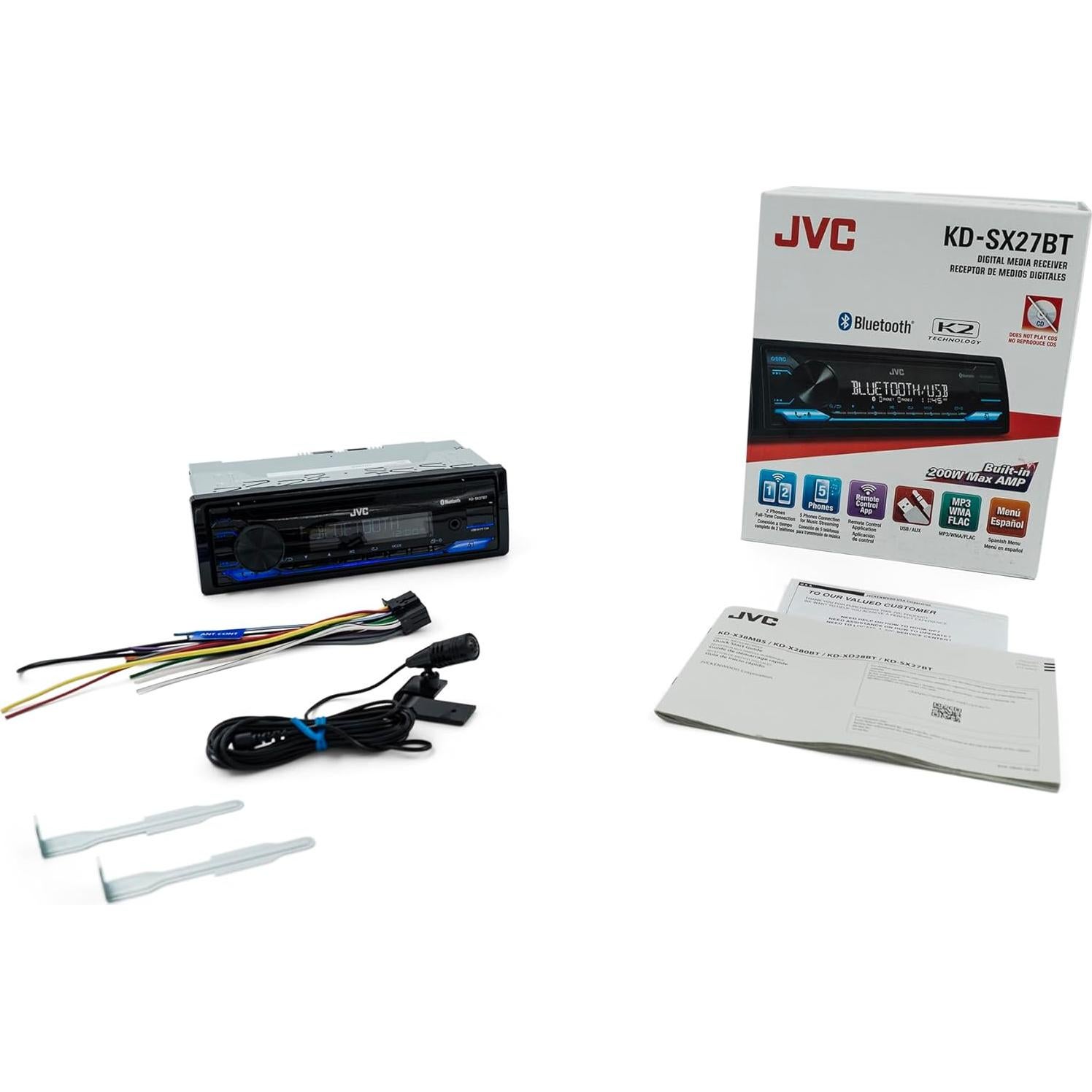 Estéreo de Coche JVC KD-SX27BT Bluetooth 100W USB 1.5A