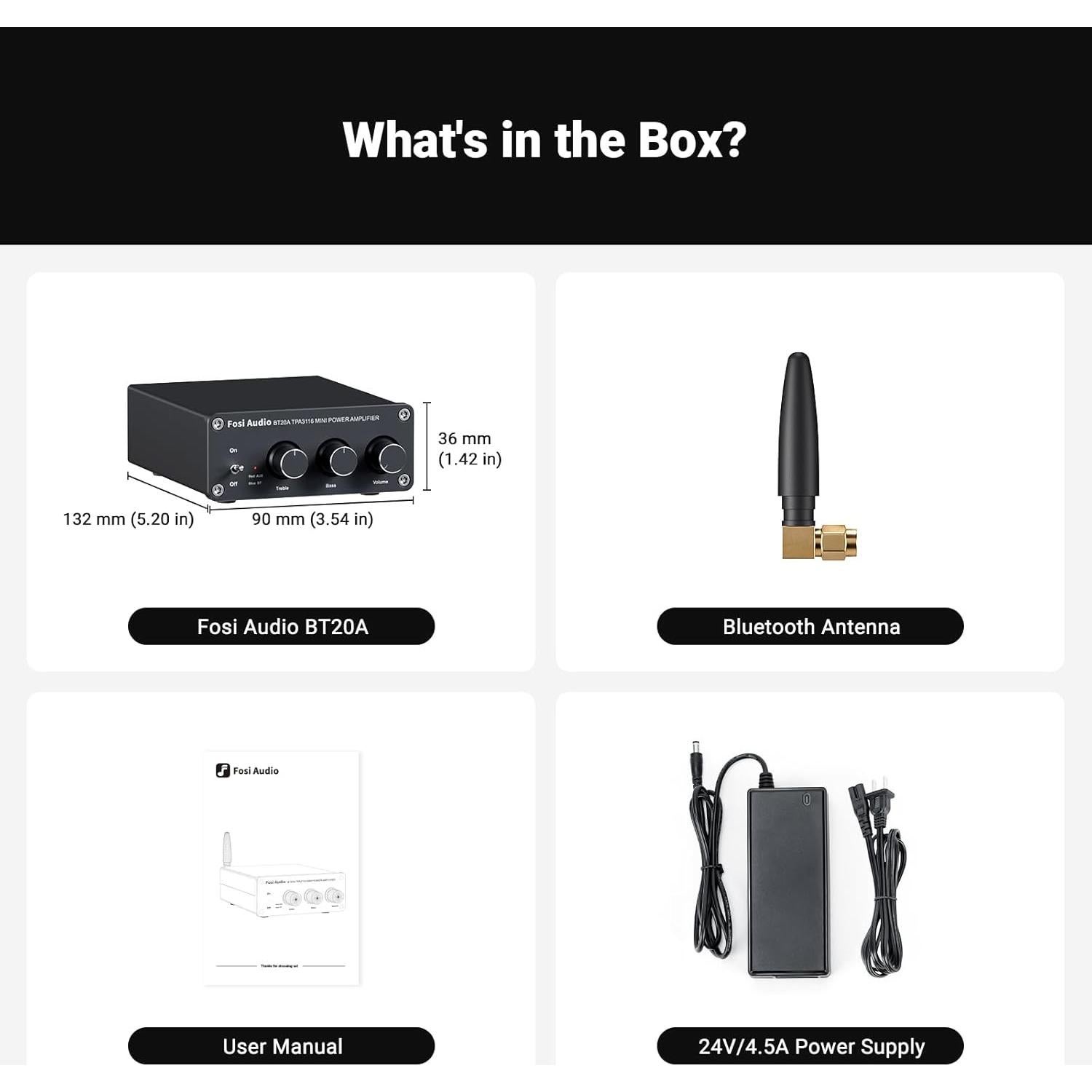 Amplificador Estéreo Bluetooth Fosi Audio BT20A 200W 2 Canales