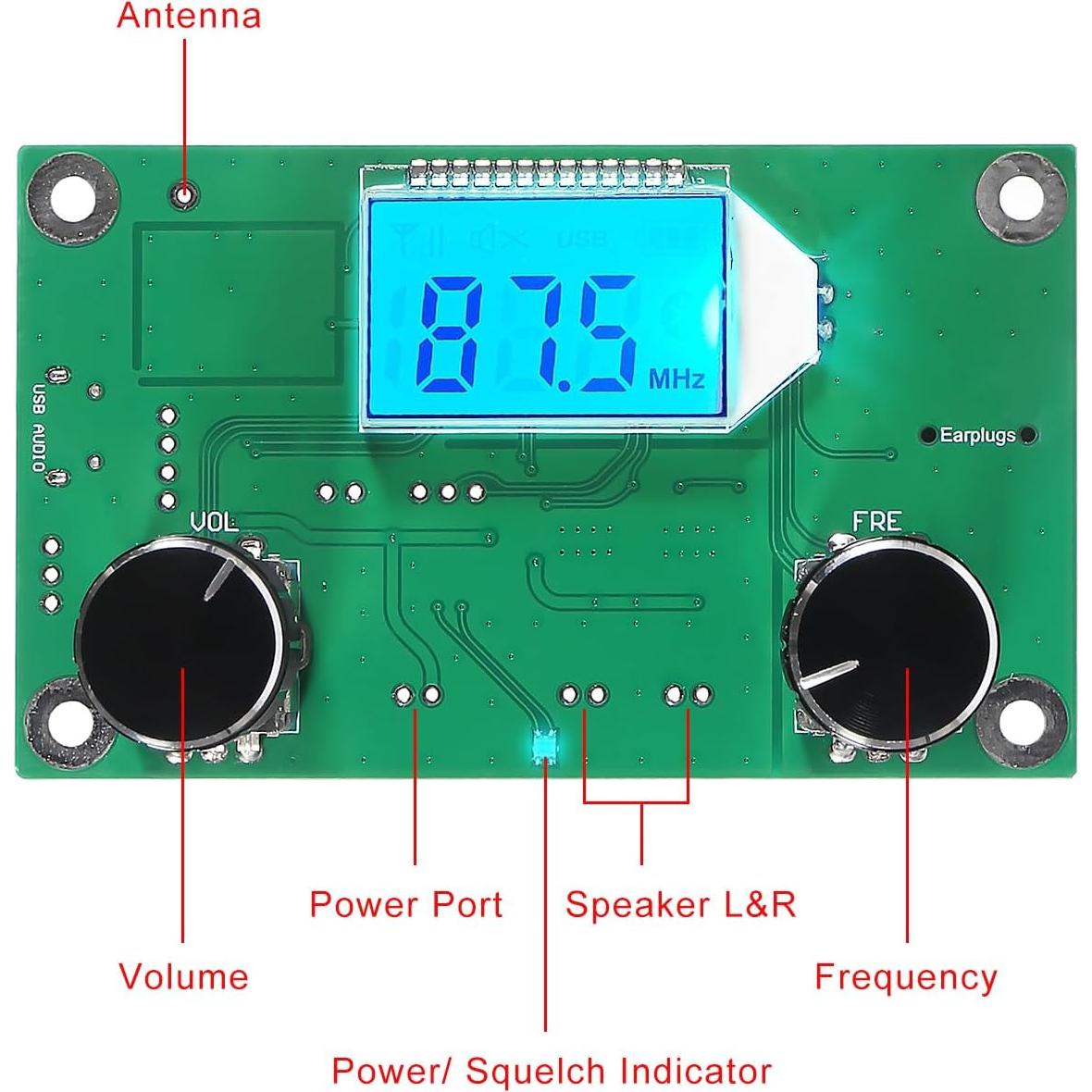 Módulo Receptor FM Digital XIITIA 3-5V Pantalla LCD Estéreo