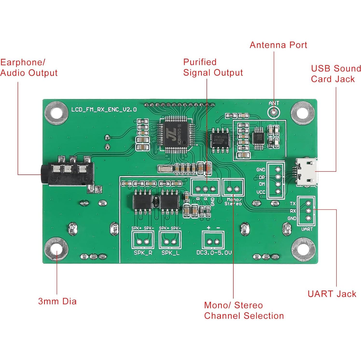 Módulo Receptor FM Digital XIITIA 3-5V Pantalla LCD Estéreo