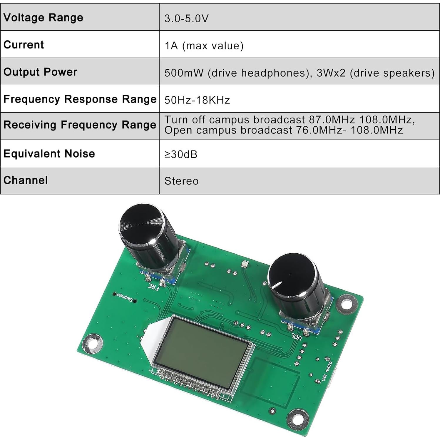 Módulo Receptor FM Digital XIITIA 3-5V Pantalla LCD Estéreo