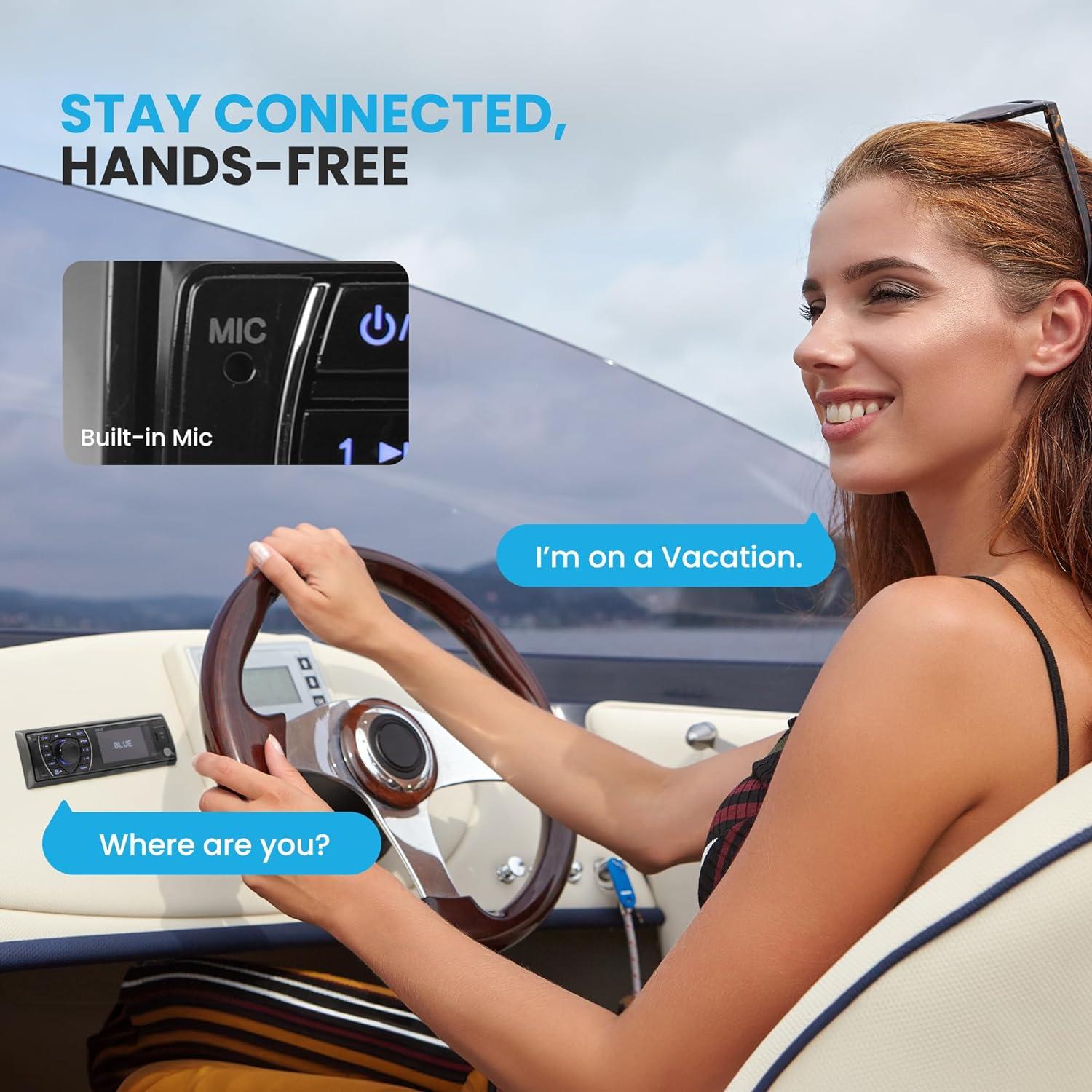 Receptor Marino Bluetooth Pyle PLRMR27BTB 300W USB SD AM/FM