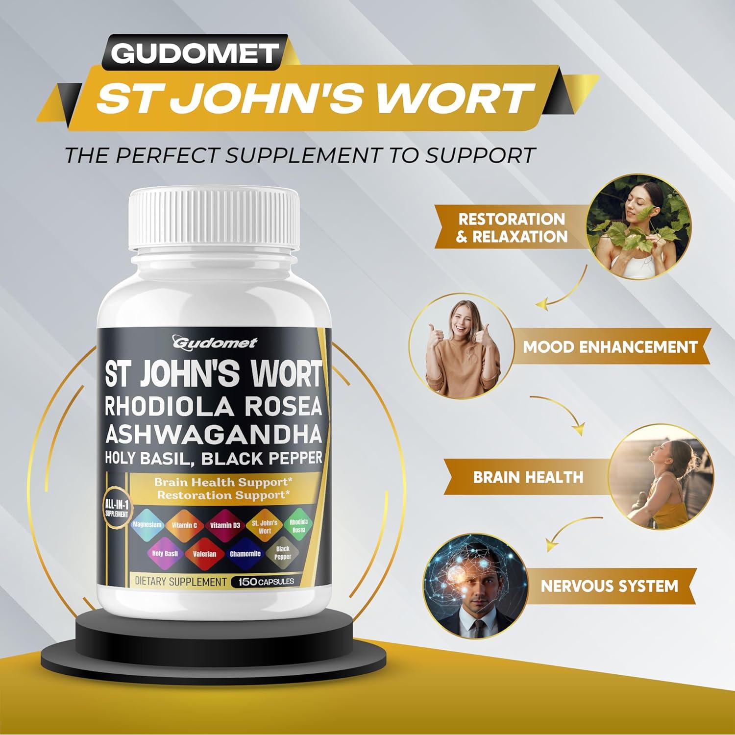 Suplemento Natural Gudomet 150 Cápsulas - Hierba de San Juan y Más