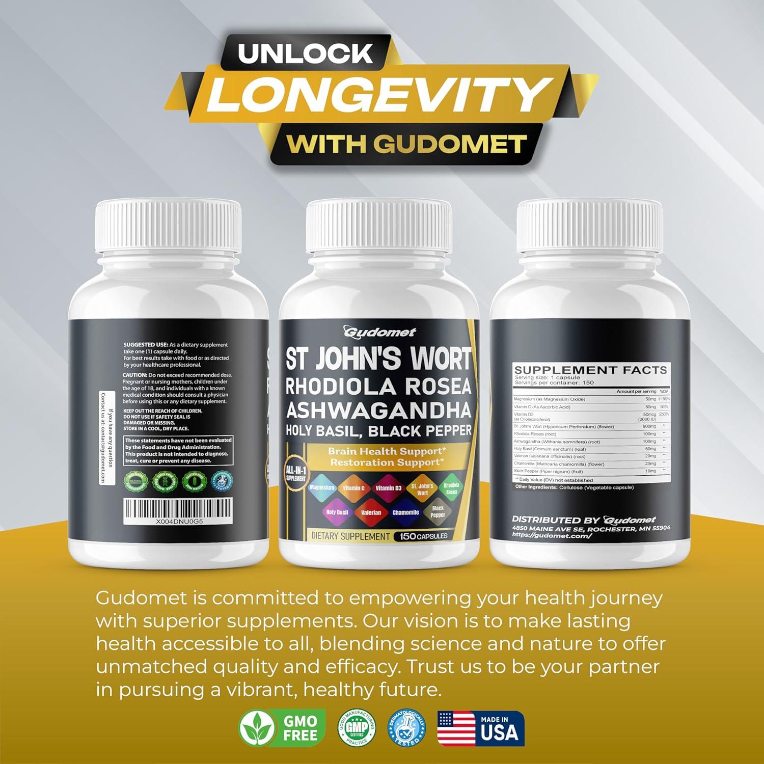 Suplemento Natural Gudomet 150 Cápsulas - Hierba de San Juan y Más