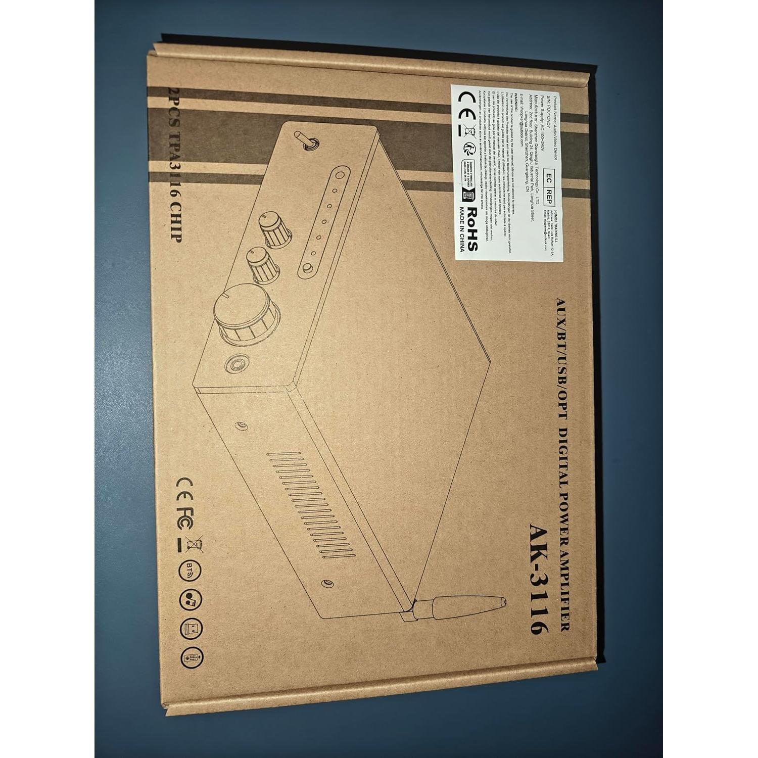 Amplificador Estéreo Woopker AK3116 Bluetooth 5.3 100W x2