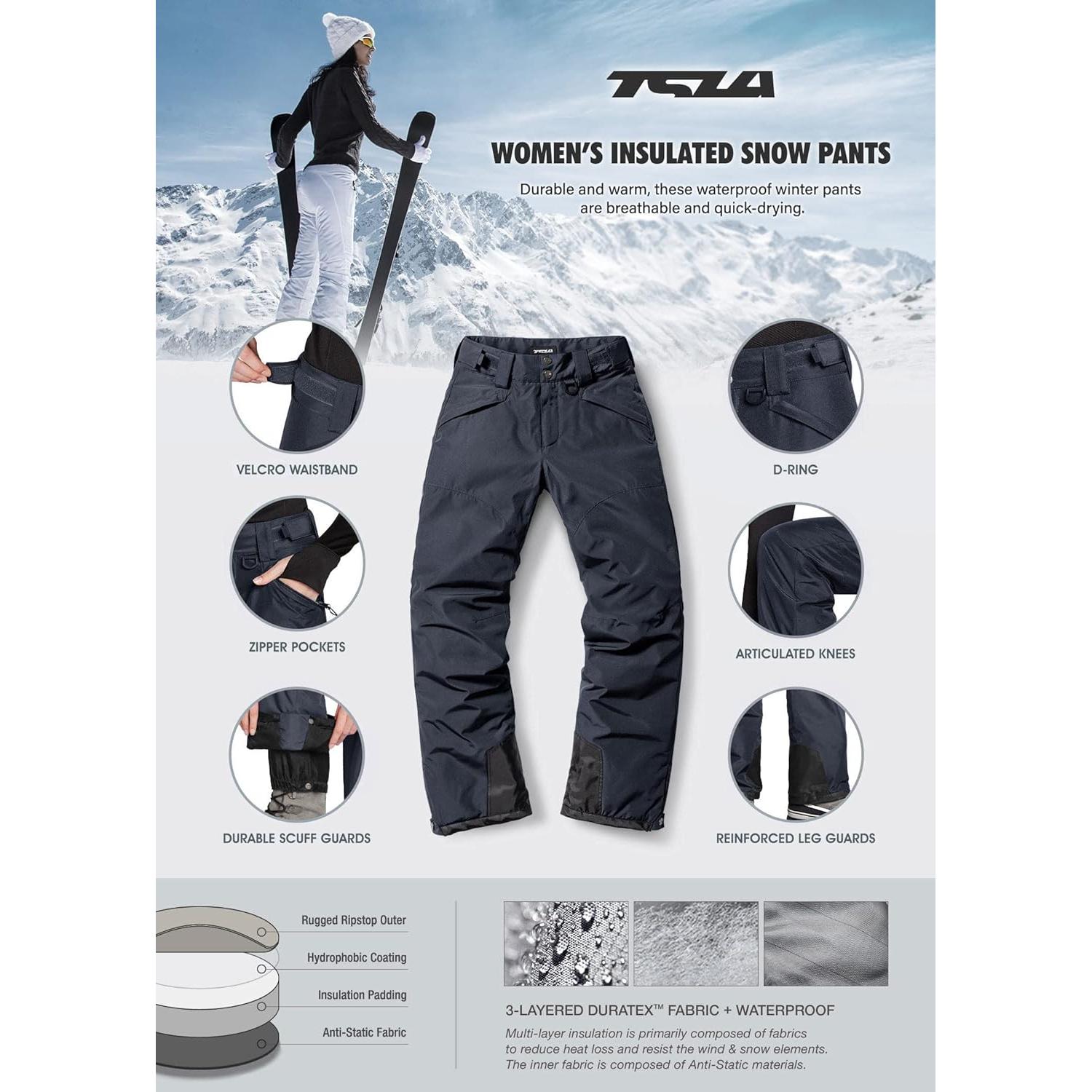 Pantalones de Nieve Impermeables TSLA para Mujeres - X-Pequeño