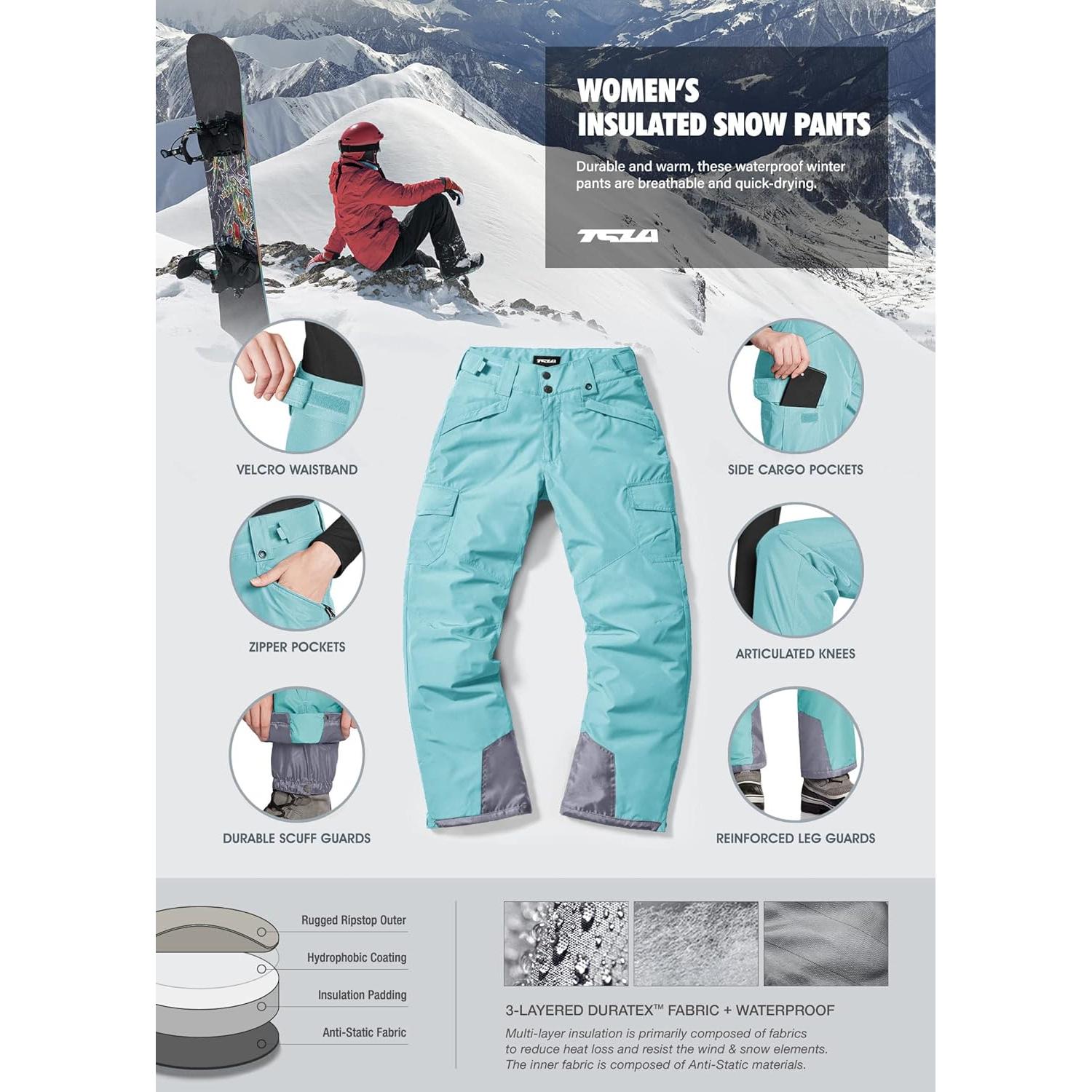 Pantalones de Nieve TSLA para Mujeres Aislados Impermeables