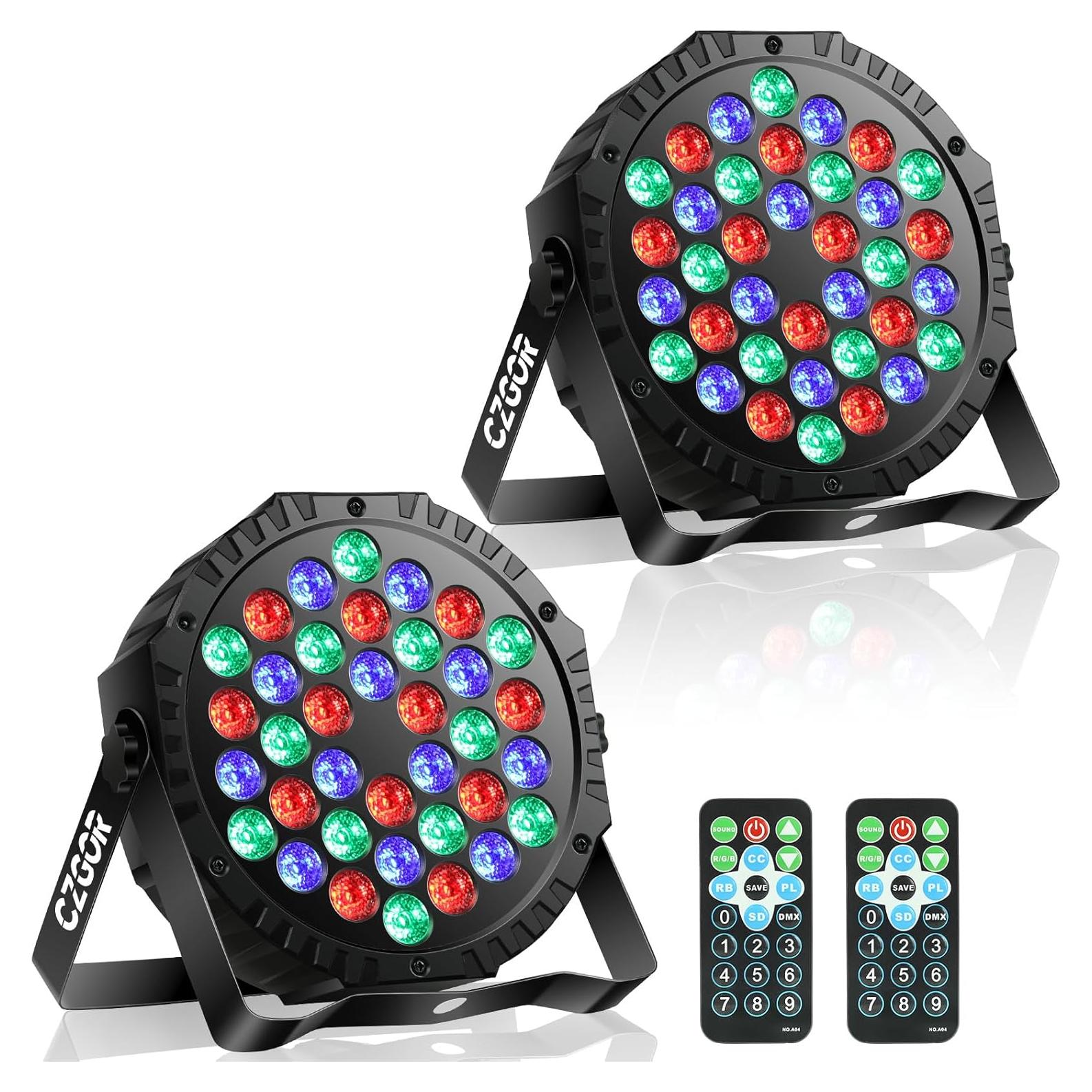 Luces de Escenario LED Par 36W Czgor 2Pack RGB DMX