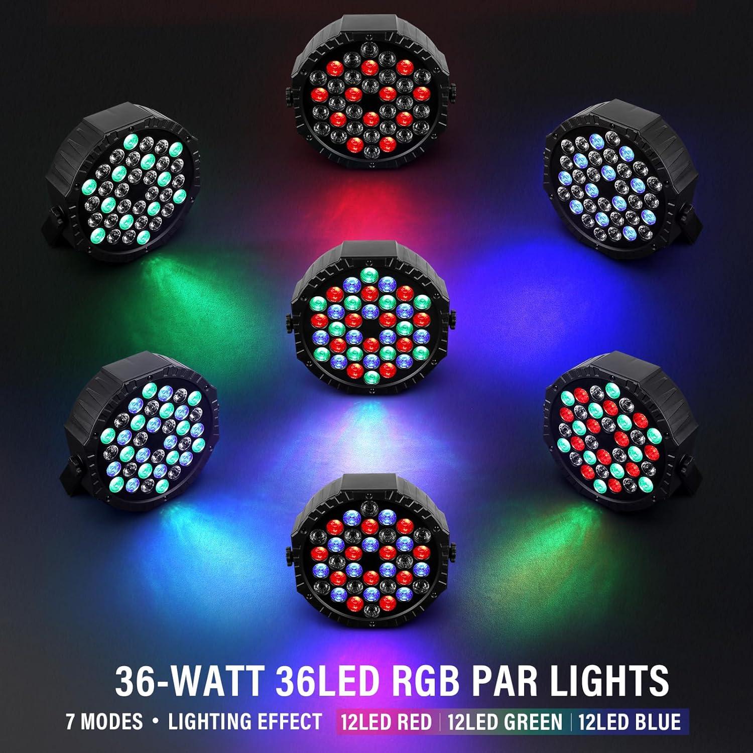 Luces de Escenario LED Par 36W Czgor 2Pack RGB DMX