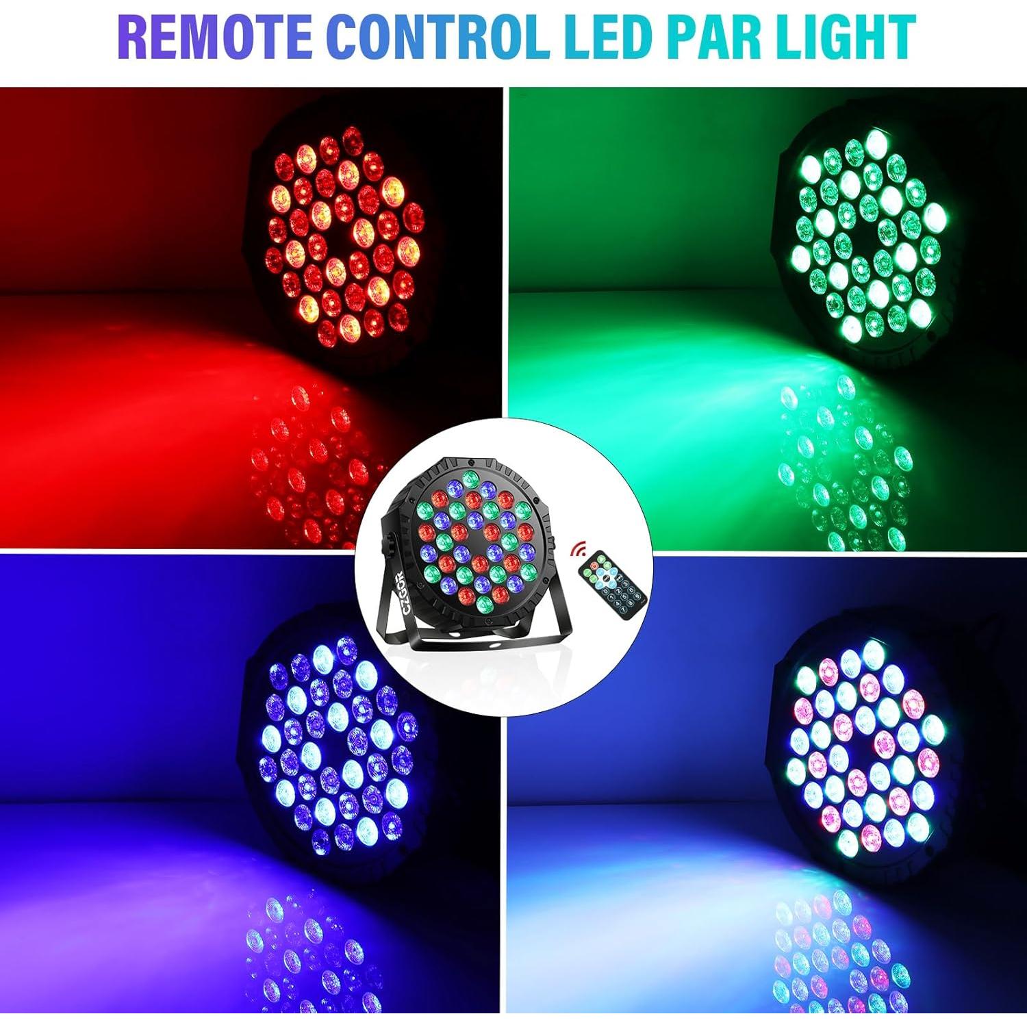 Luces de Escenario LED Par 36W Czgor 2Pack RGB DMX