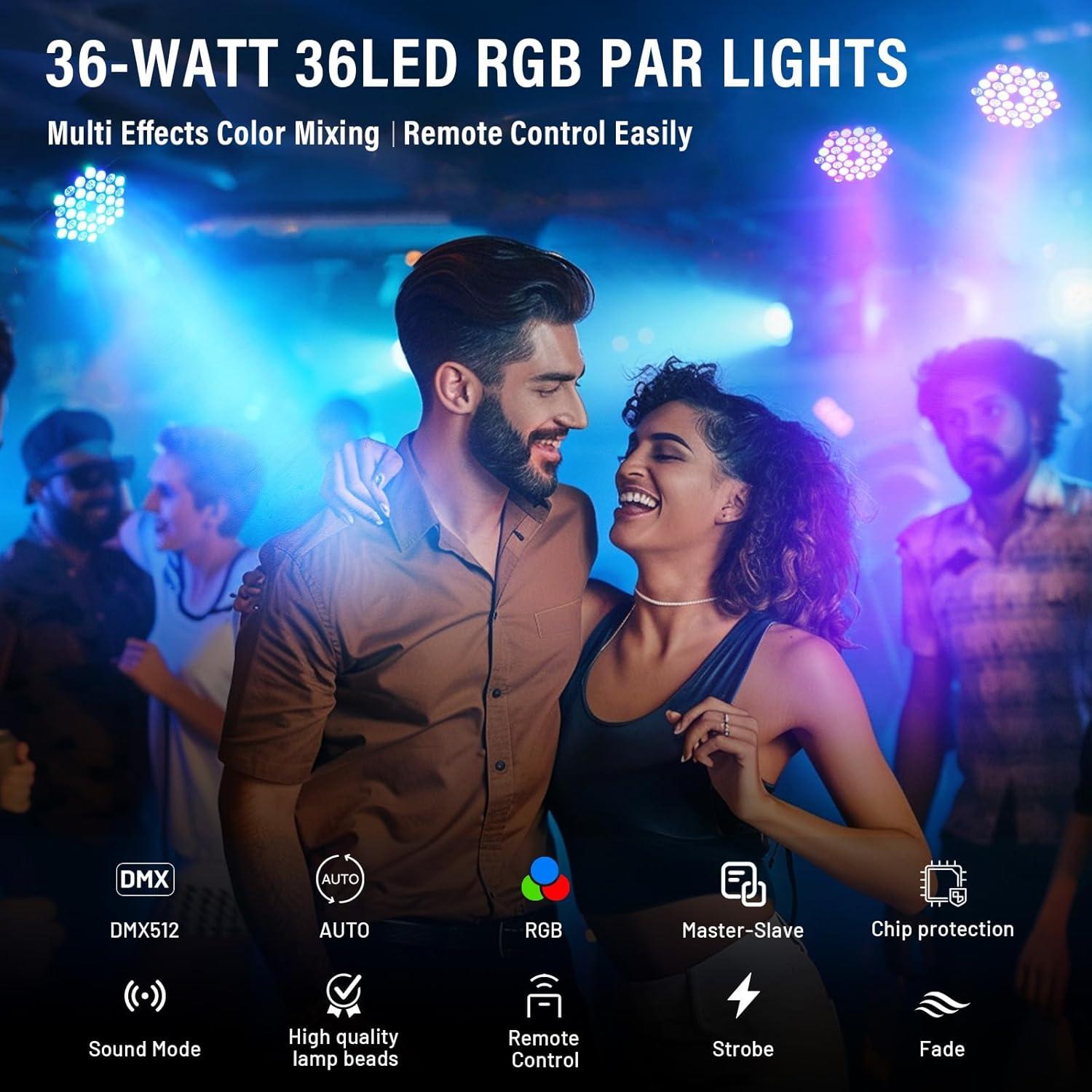Luces de Escenario LED Par 36W Czgor 2Pack RGB DMX