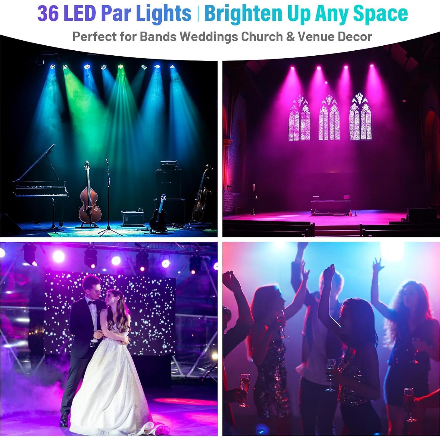 Luces de Escenario LED Par 36W Czgor 2Pack RGB DMX