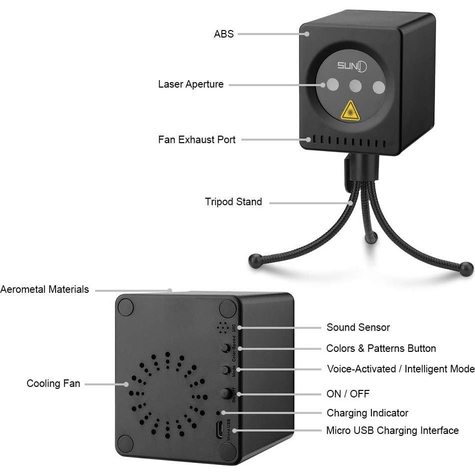 Proyector de Luz Láser Portátil SUNY PLB-X100RGB RGB 5000mAh