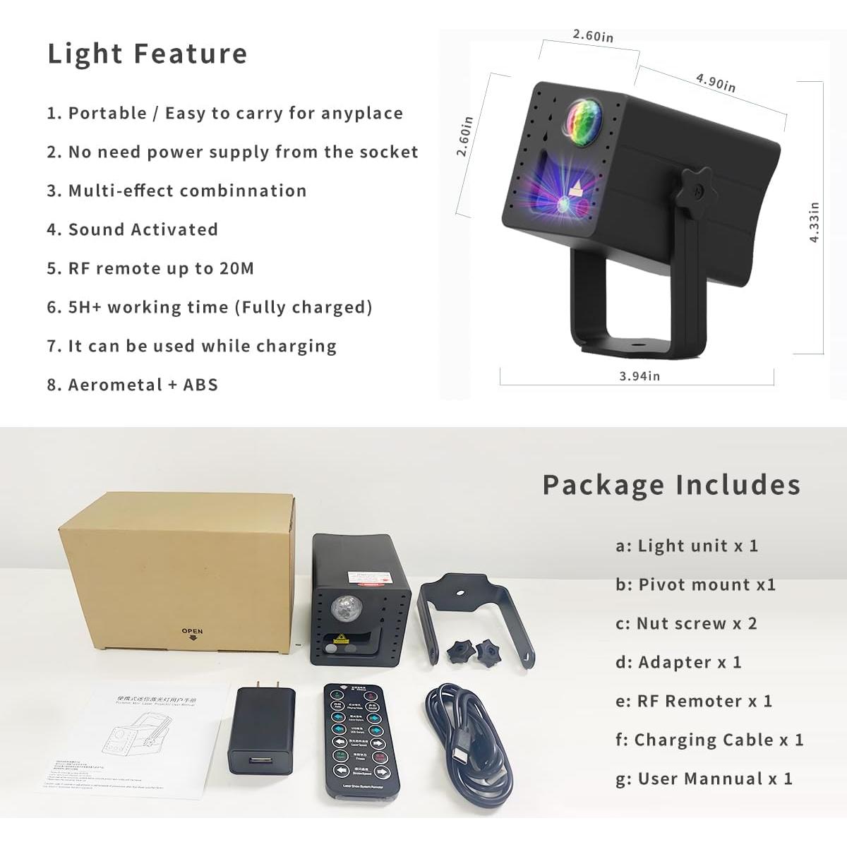 Proyector Estelar Portátil ADDBITCOLOR RGB LED Cargable USB