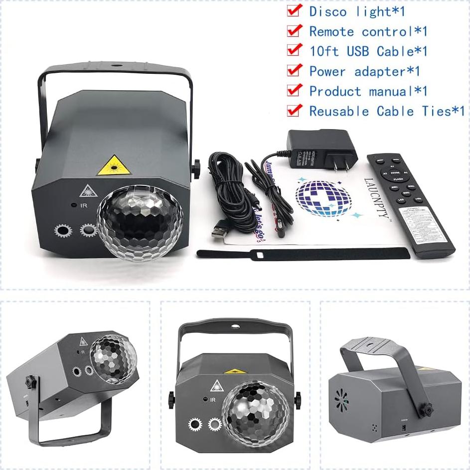 Luces de Bola de Disco LED Laucnpty con Control Remoto y USB