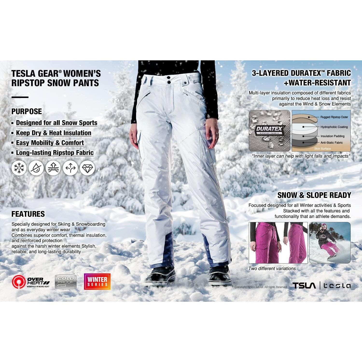 Pantalones de Nieve TSLA para Mujeres X-Large Impermeables