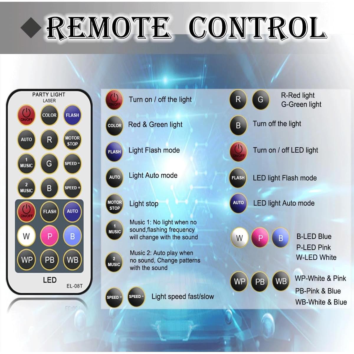 Luces de Fiesta LED RGB Estroboscópicas con Control Remoto