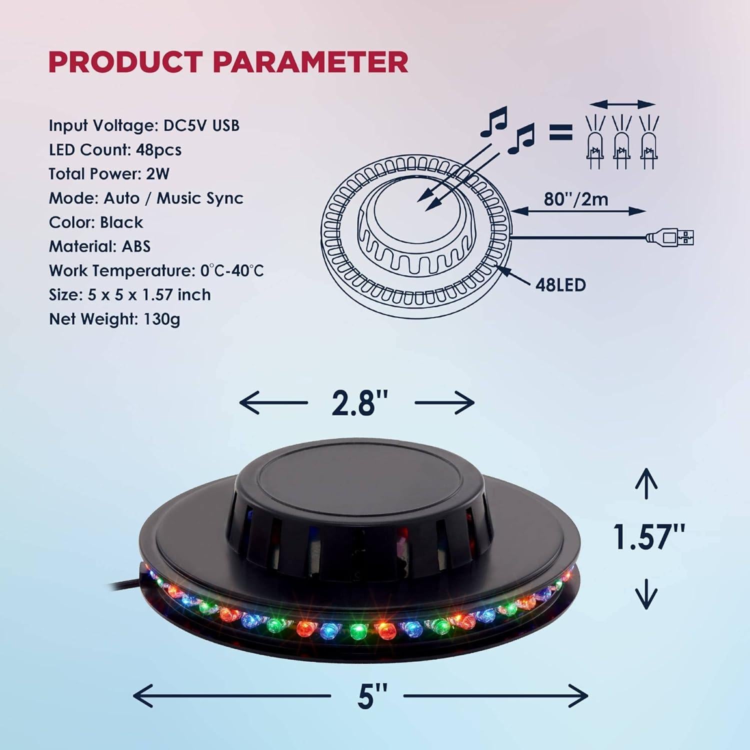 Luces de Fiesta LED Activadas por Sonido BestLuz x2 USB 5V