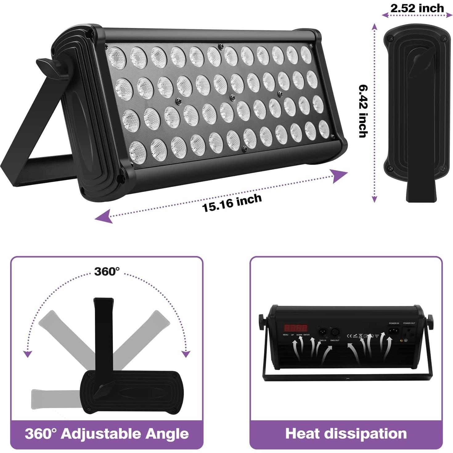 Barra de Luz Wash U'King 80W 48 LEDs RGB DMX para Fiesta