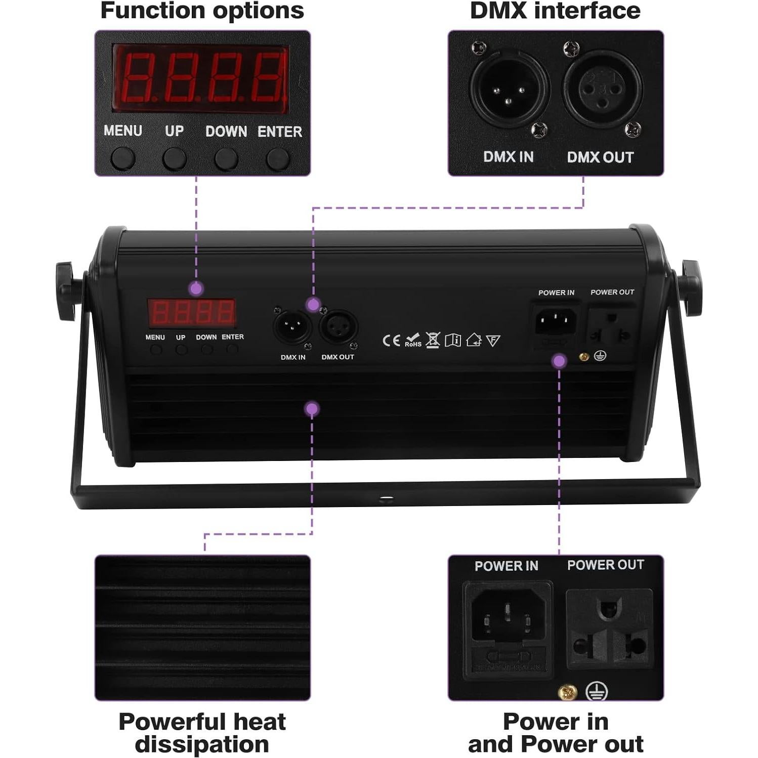Barra de Luz Wash U'King 80W 48 LEDs RGB DMX para Fiesta