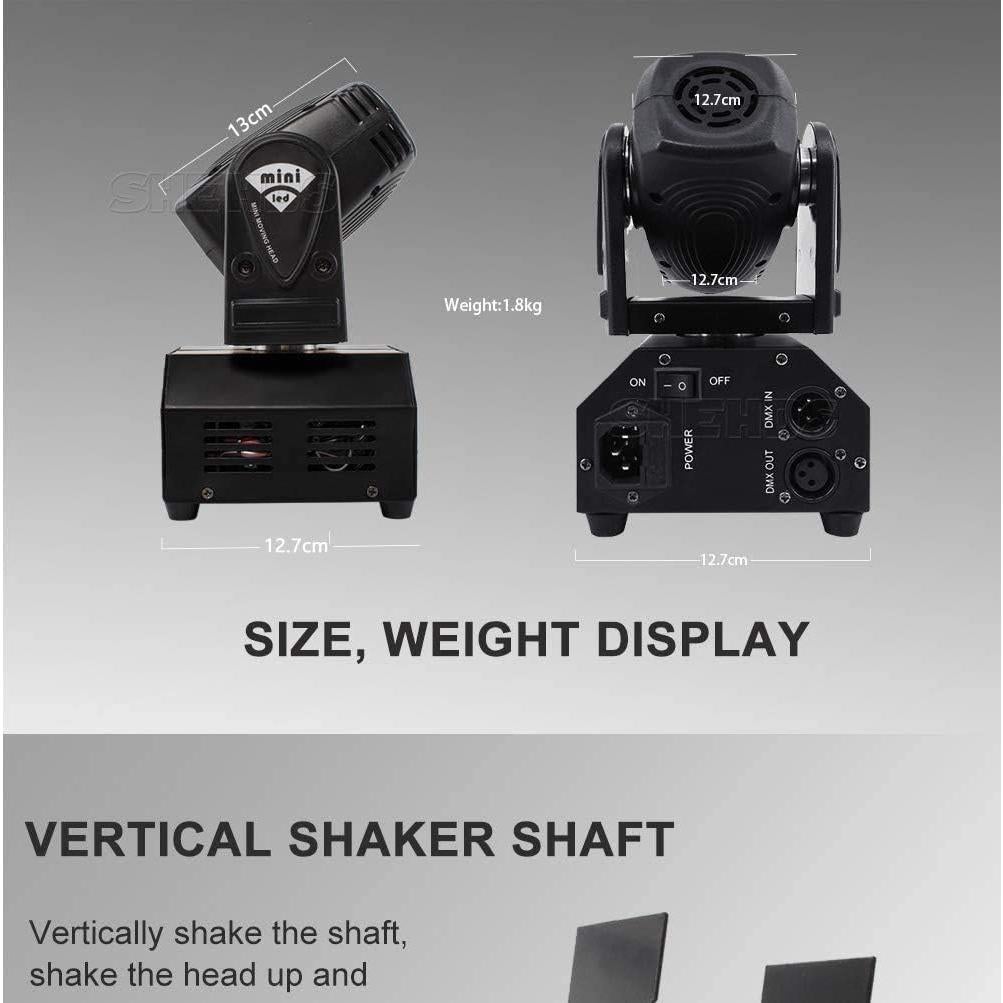 Luces de Cabeza Móvil SHEHDS 10W RGBW 4en1 - 2 Paquete
