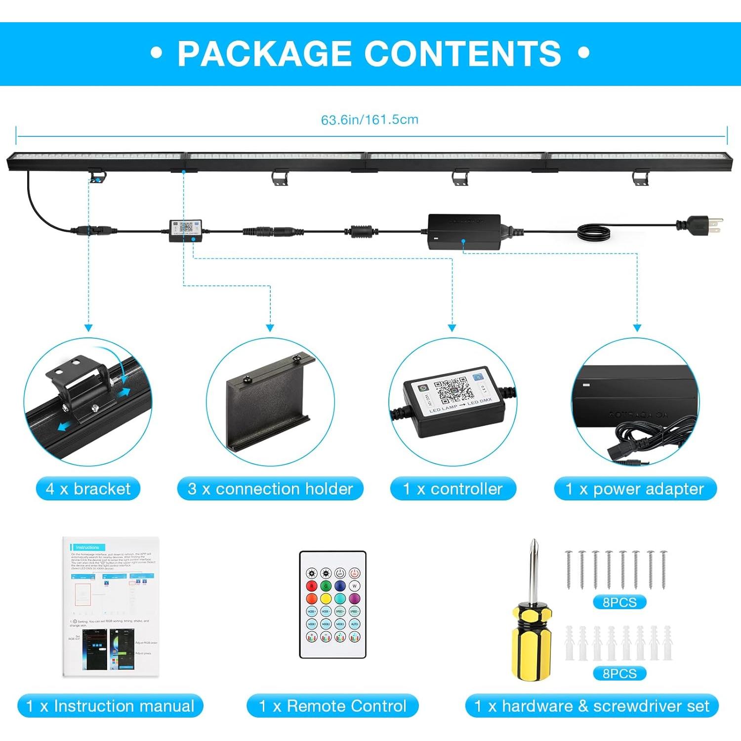 Barras de Luz LED OPPSK 40cm 36W RGB Control Remoto APP