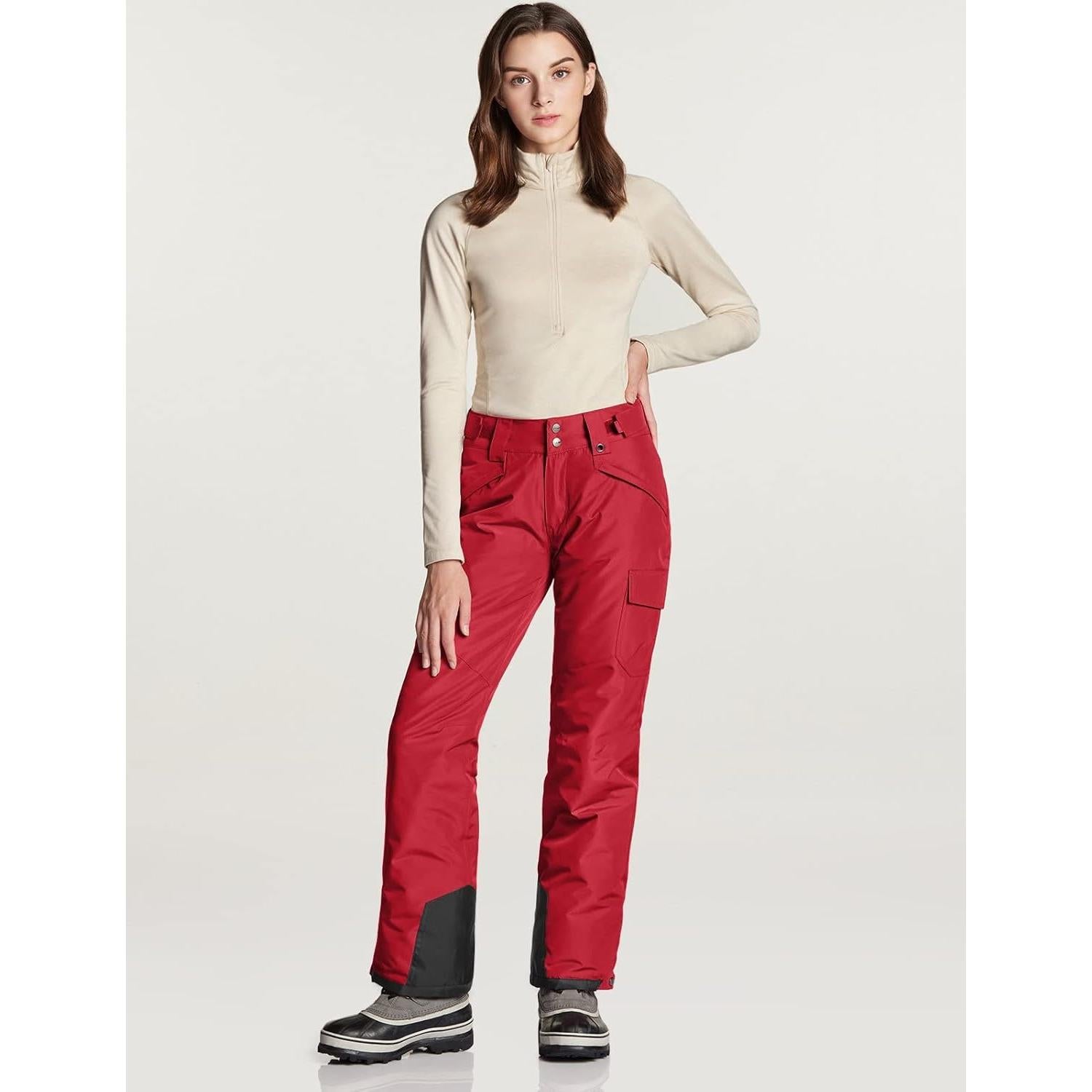 Pantalones de Nieve TSLA para Mujeres Rojos Aislados