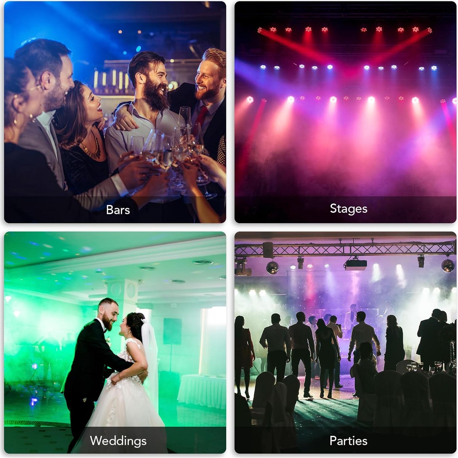 Luces de Escenario LED DMX CO-Z, Paquete de 8 Par Can RGB 18x3W