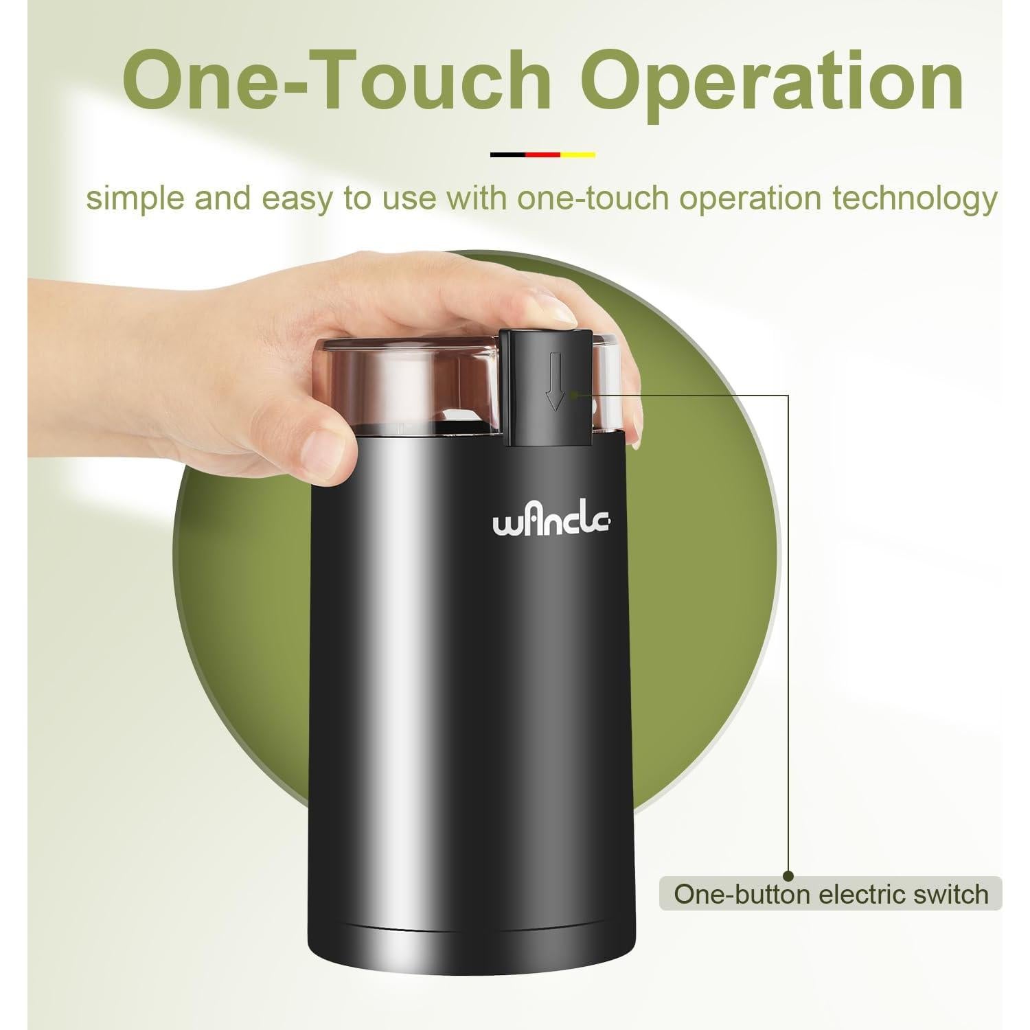 Molinillo de Café Eléctrico Wancle 150W Negro para Granos y Especias