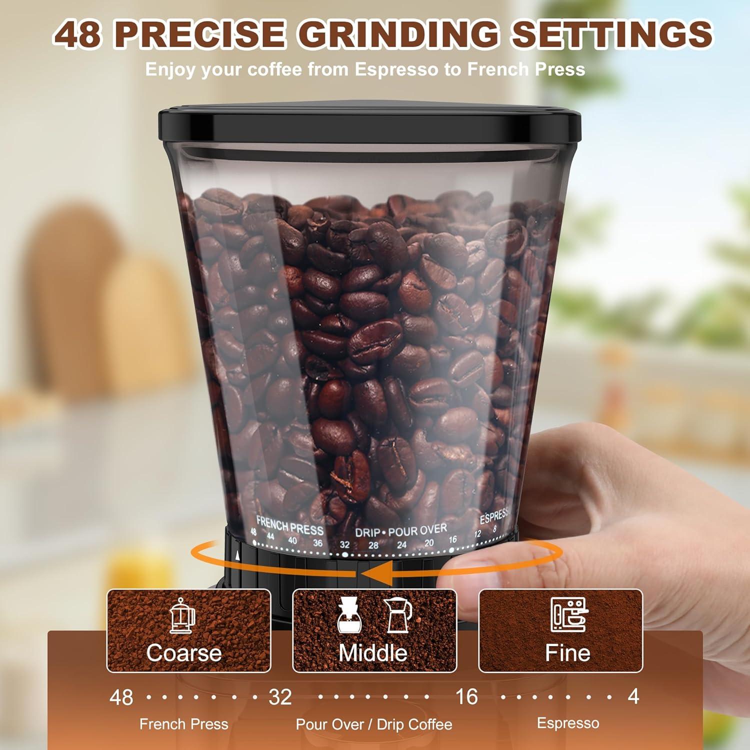 Molino de café eléctrico binROC con 48 configuraciones y temporizador