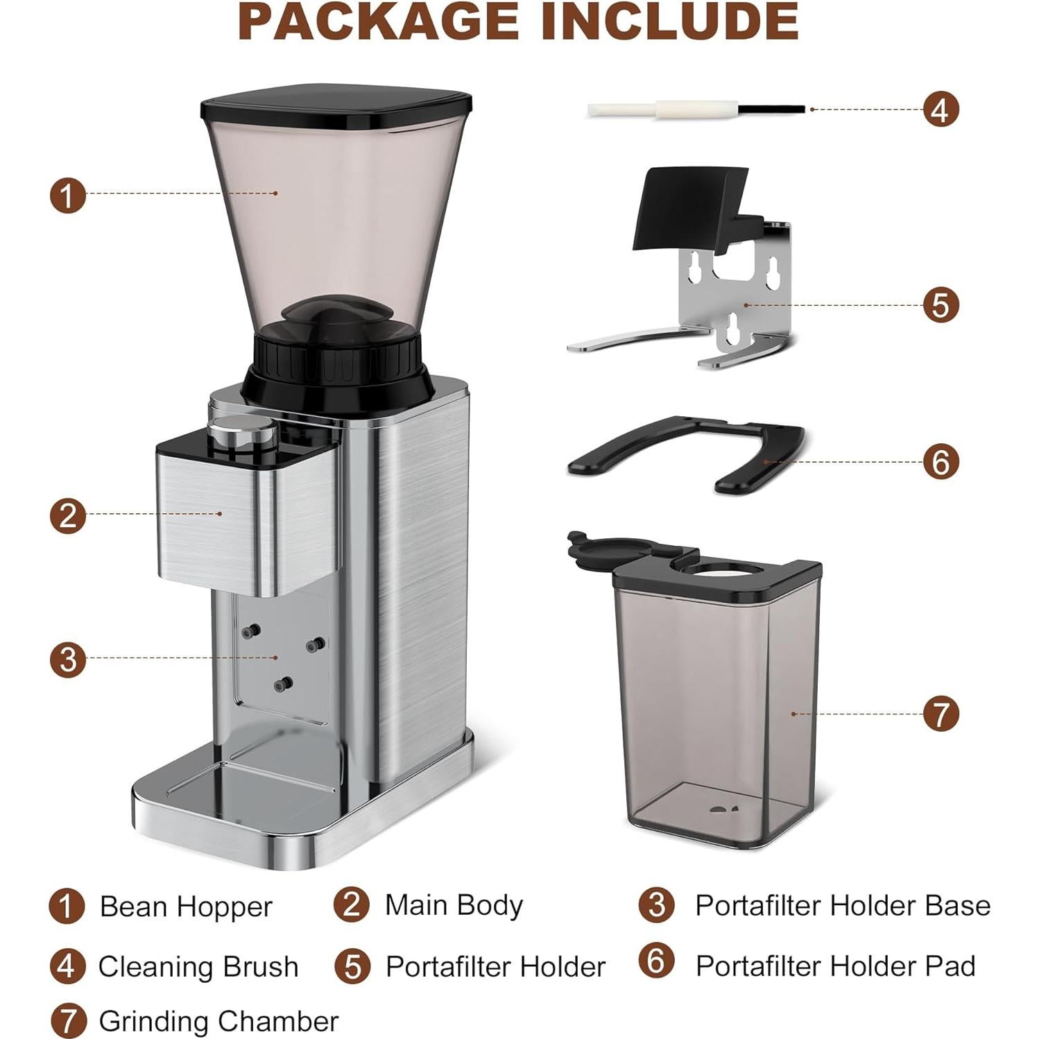 Molino de café eléctrico binROC con 48 configuraciones y temporizador