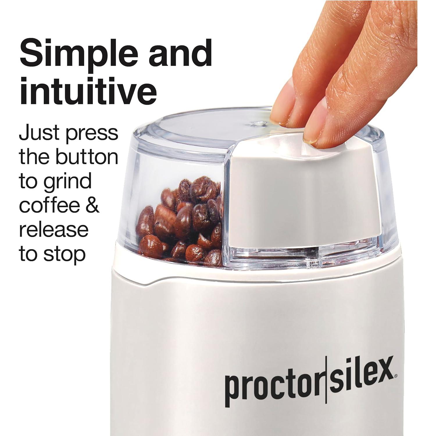 Molinillo de Café Eléctrico Proctor Silex 12 Tazas Blanco