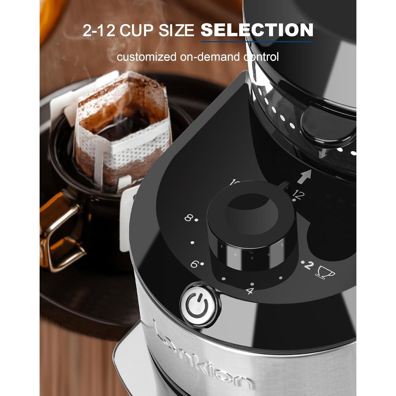 Molino de Café Burr Eléctrico Lonkion 28 Ajustes 12 Tazas