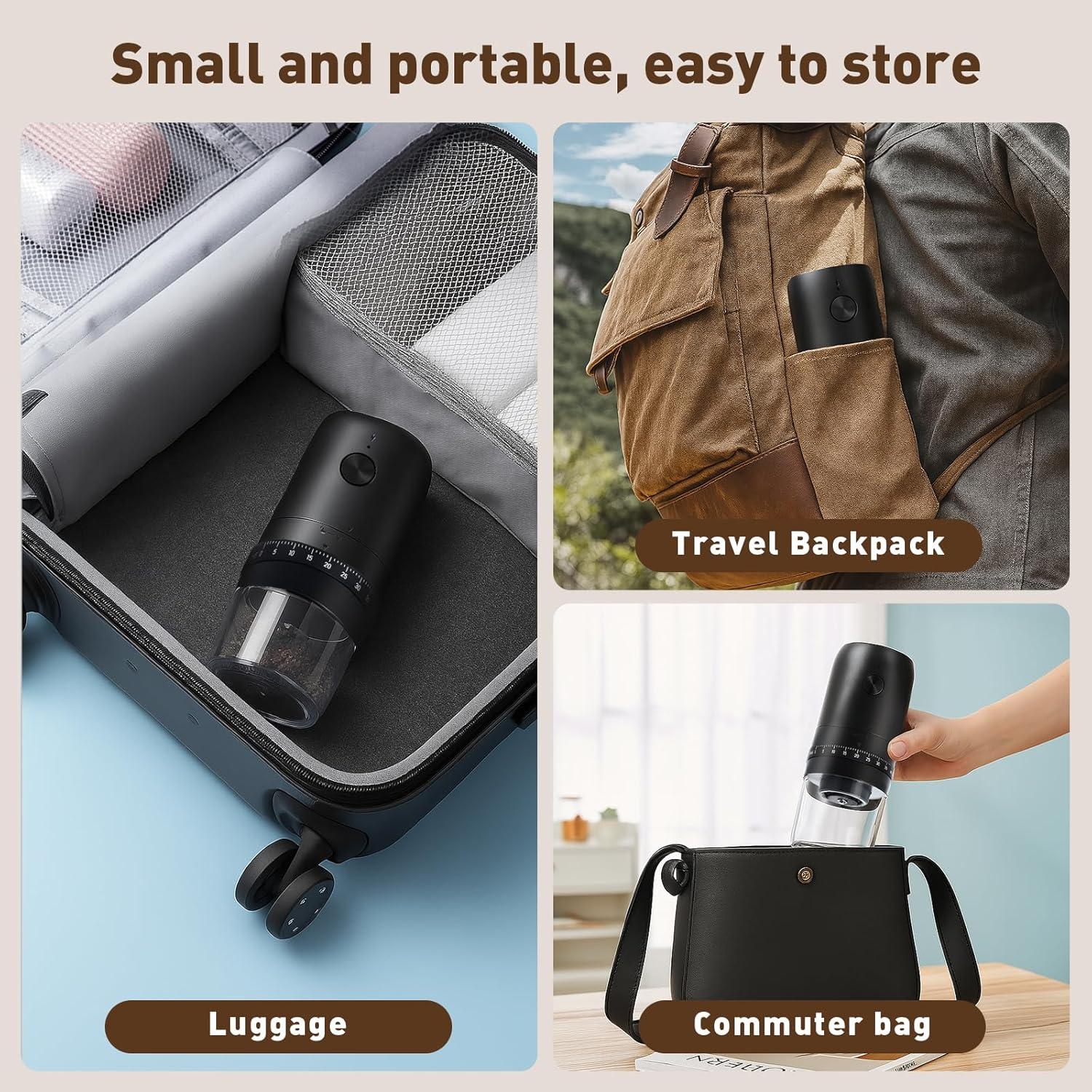 Molino de café eléctrico portátil Syaonrst 1800mAh 40 ajustes