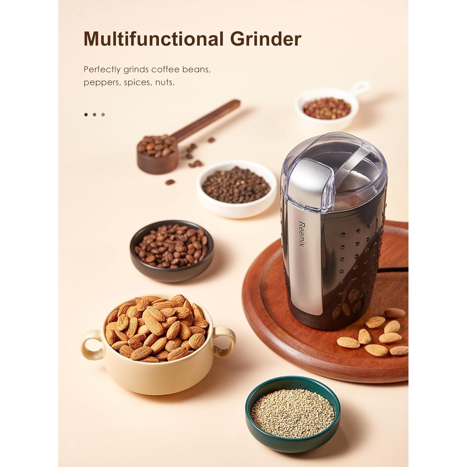 Molino de Café Eléctrico Reemix 100g Acero Inoxidable Negro