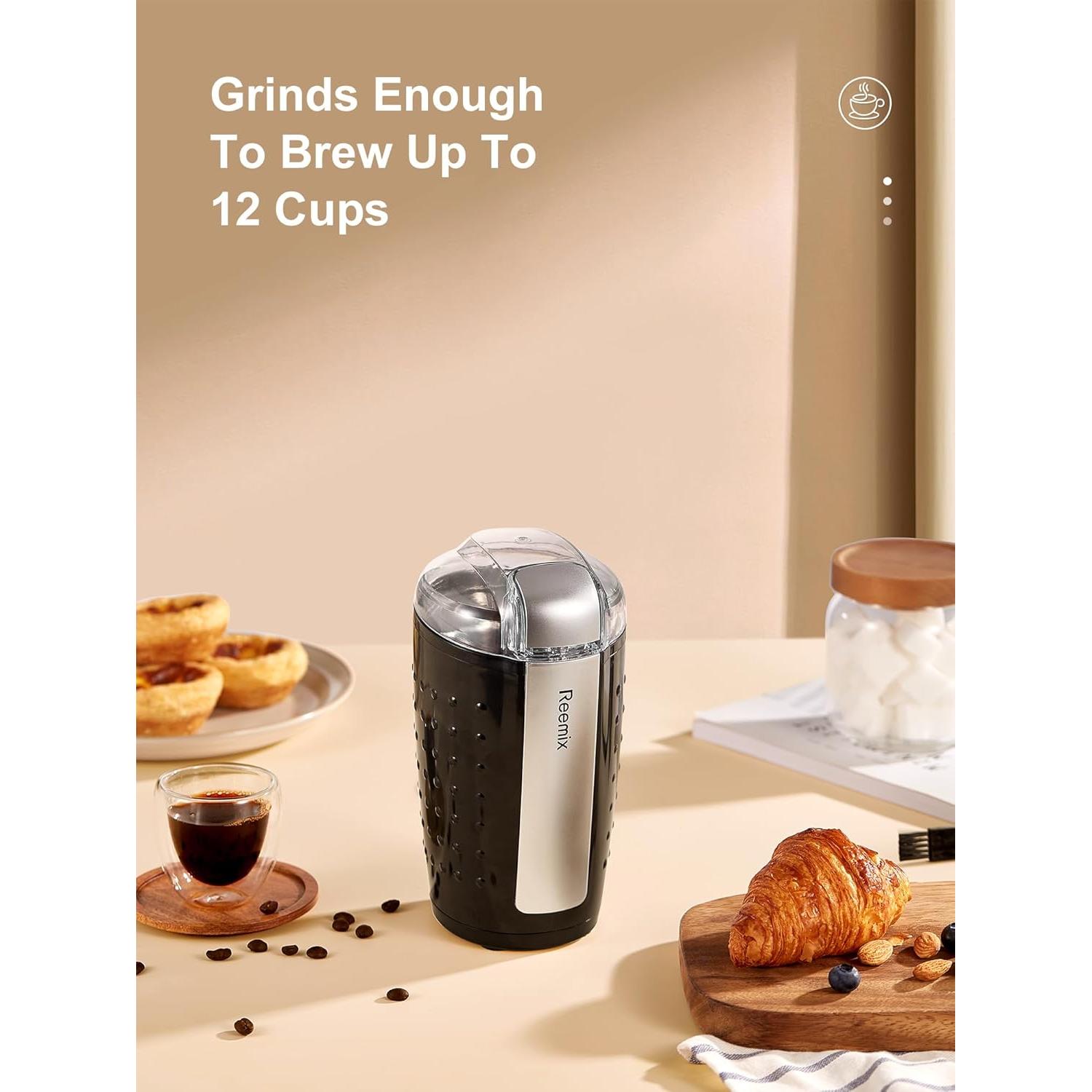 Molino de Café Eléctrico Reemix 100g Acero Inoxidable Negro