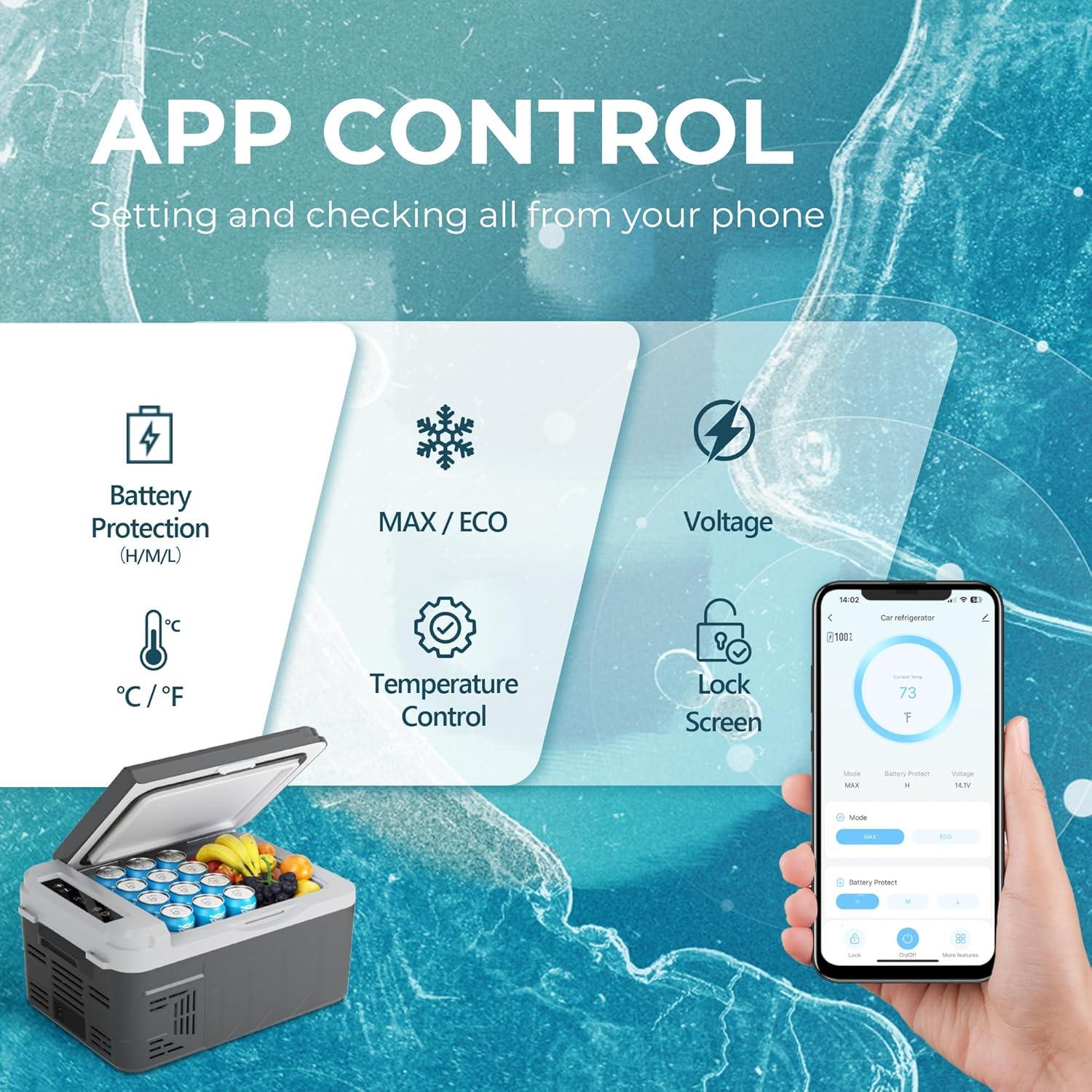 Refrigerador Portátil EUHOMY 12V 10L Control APP -20°C a 20°C