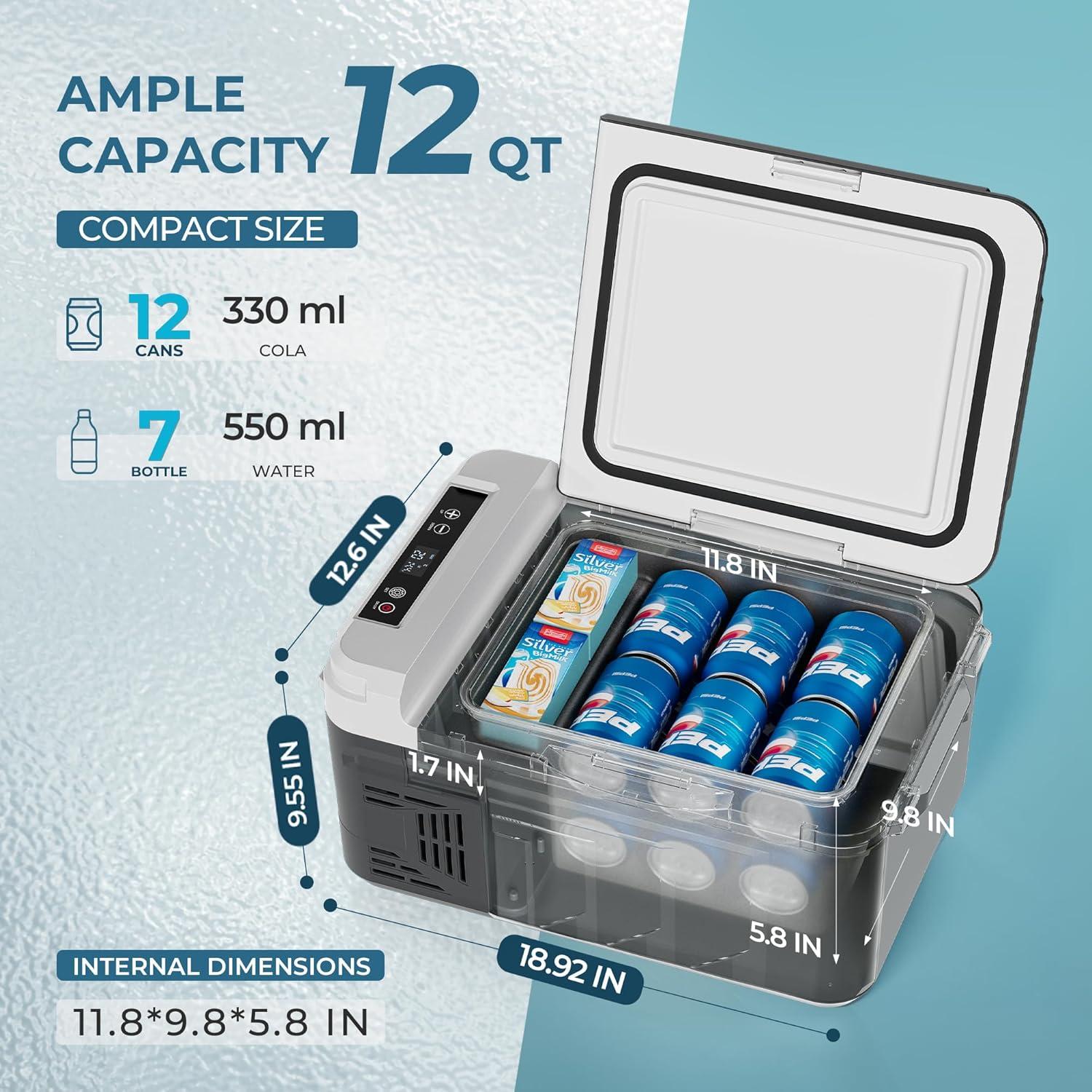 Refrigerador Portátil EUHOMY 12V 10L Control APP -20°C a 20°C