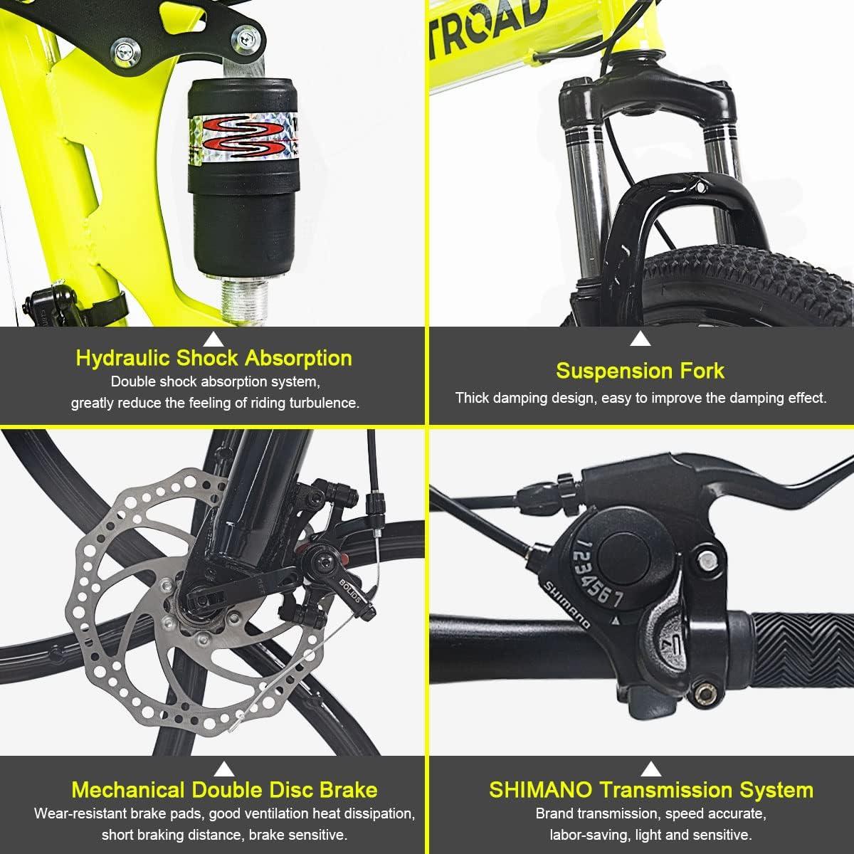 Bicicleta de Montaña Plegable OUTROAD 26" Doble Suspensión 21 Velocidades