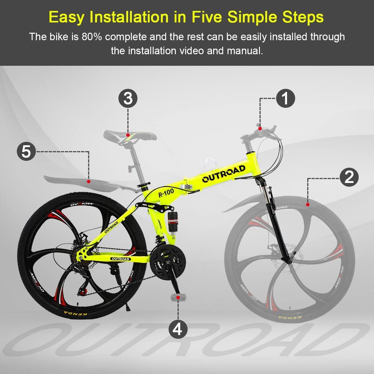 Bicicleta de Montaña Plegable OUTROAD 26" Doble Suspensión 21 Velocidades