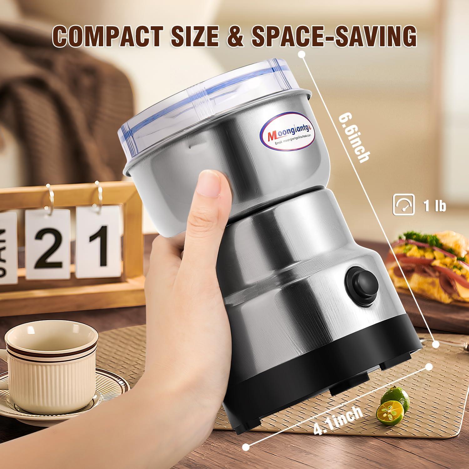 Molinillo de Café Eléctrico Moongiantgo 200W Mini Plata