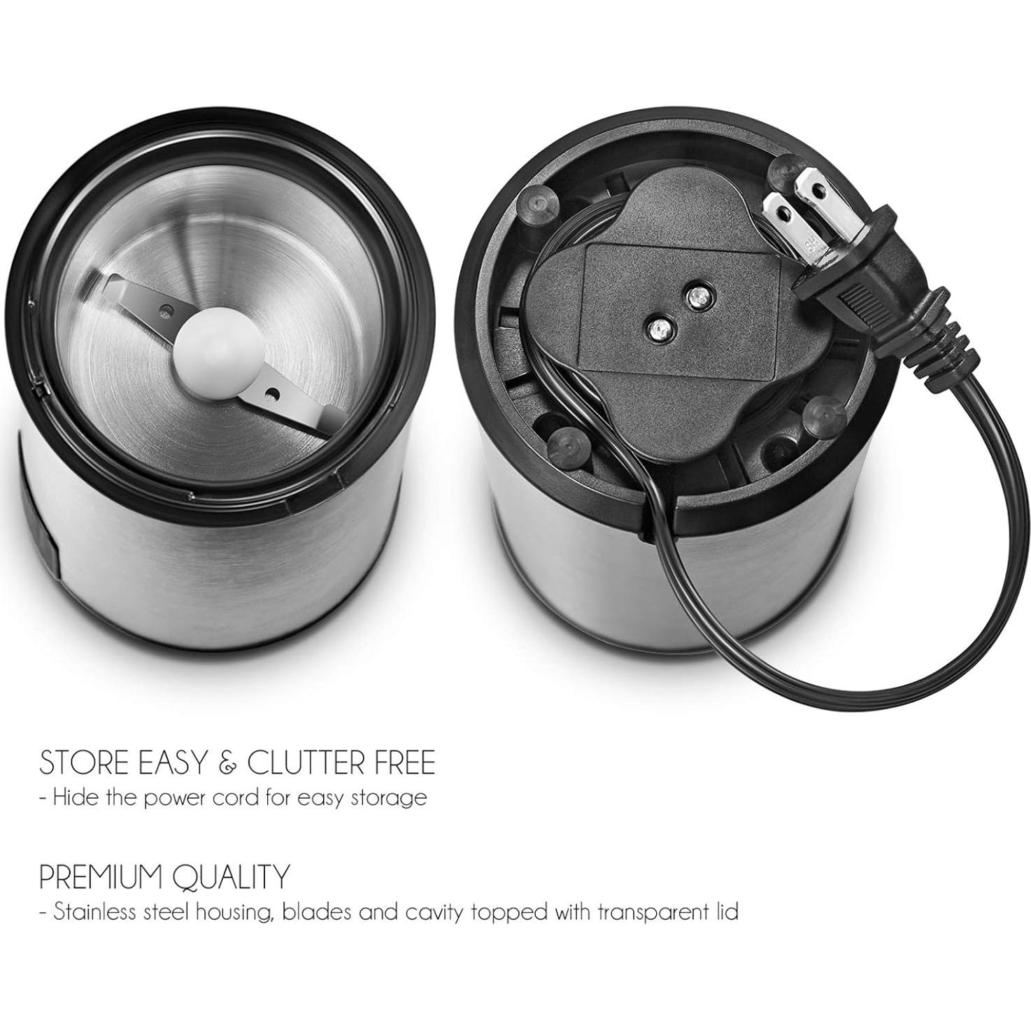 Molino de Café Eléctrico FSM - Acero Inoxidable 50g - Muele Especias