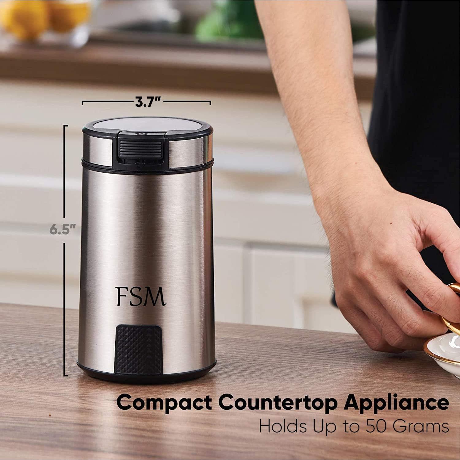 Molino de Café Eléctrico FSM - Acero Inoxidable 50g - Muele Especias