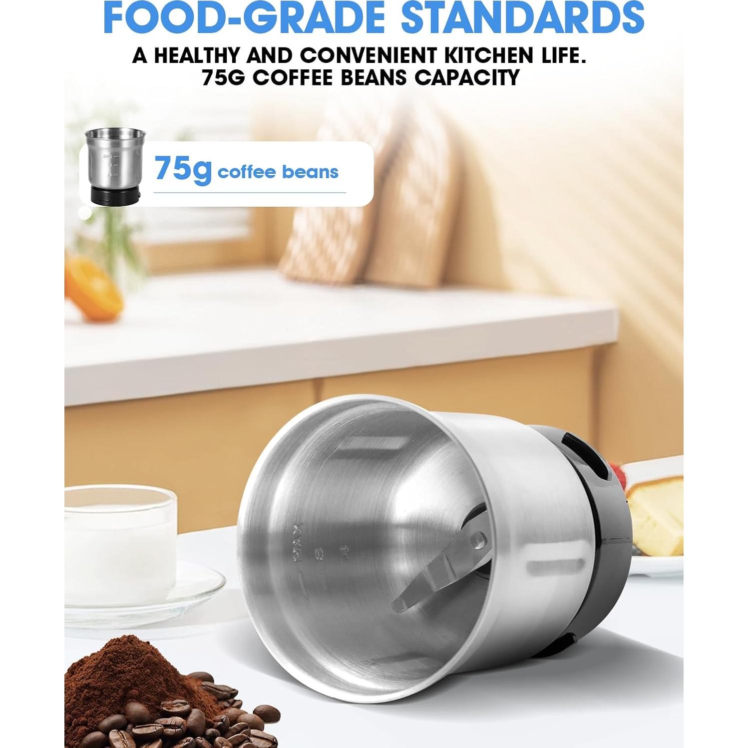 Molino de Café Eléctrico Amateys 250W Acero Inoxidable 75g