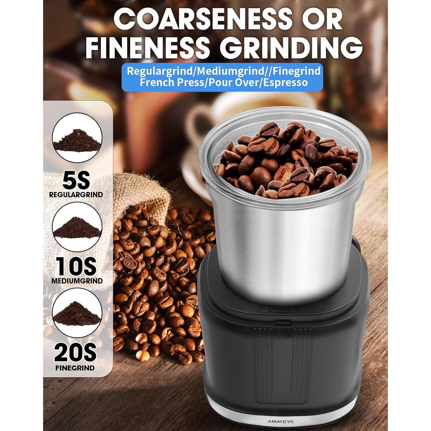 Molino de Café Eléctrico Amateys 250W Acero Inoxidable 75g