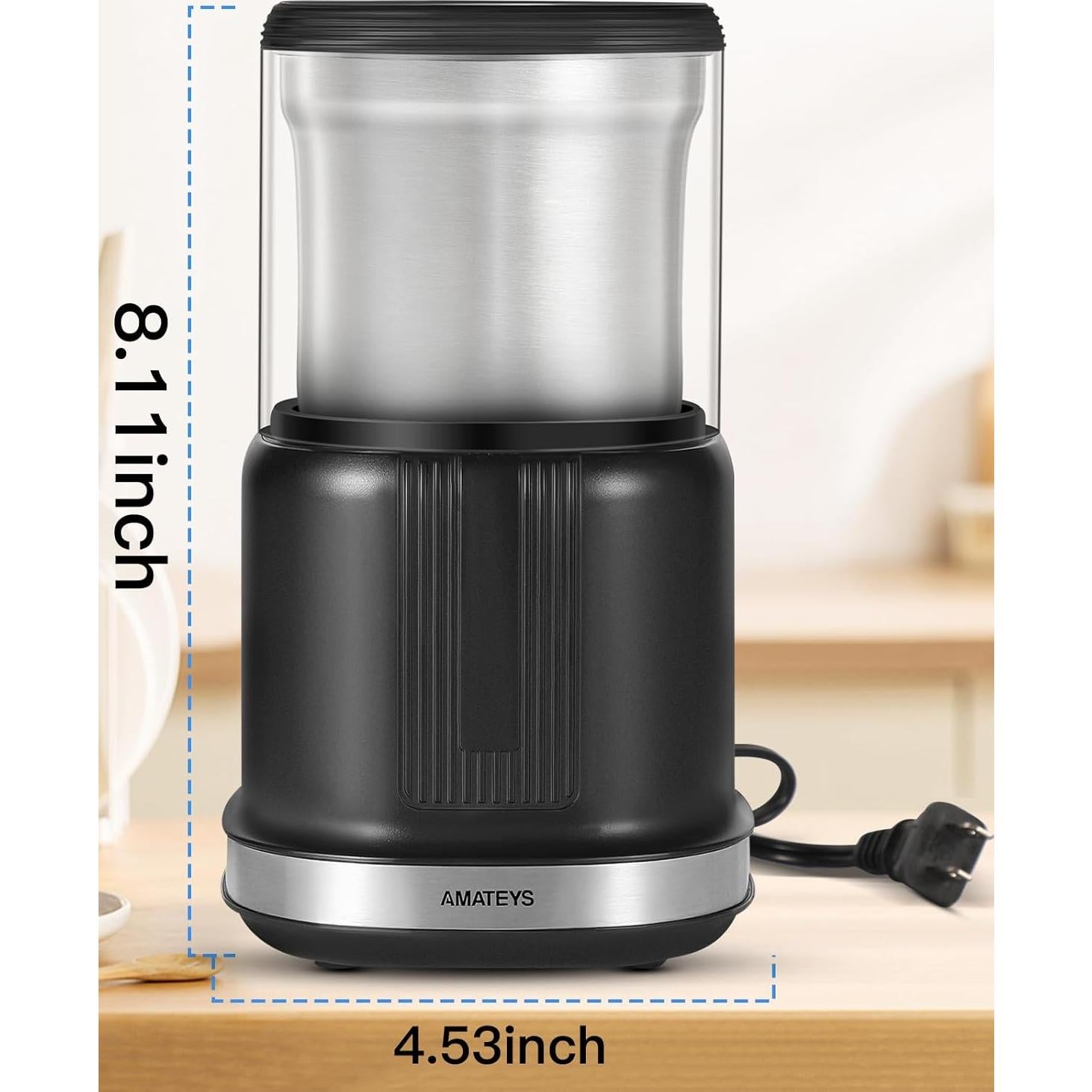 Molino de Café Eléctrico Amateys 250W Acero Inoxidable 75g