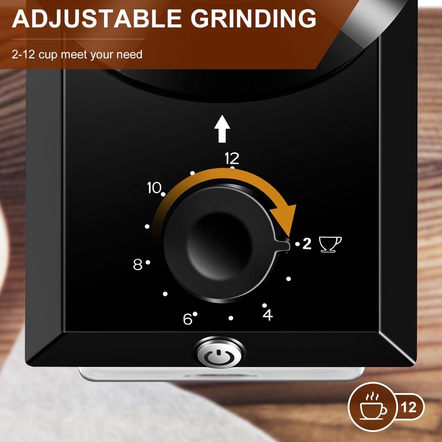 Molino de café eléctrico KIRAINAFLY 28 configuraciones 12 tazas