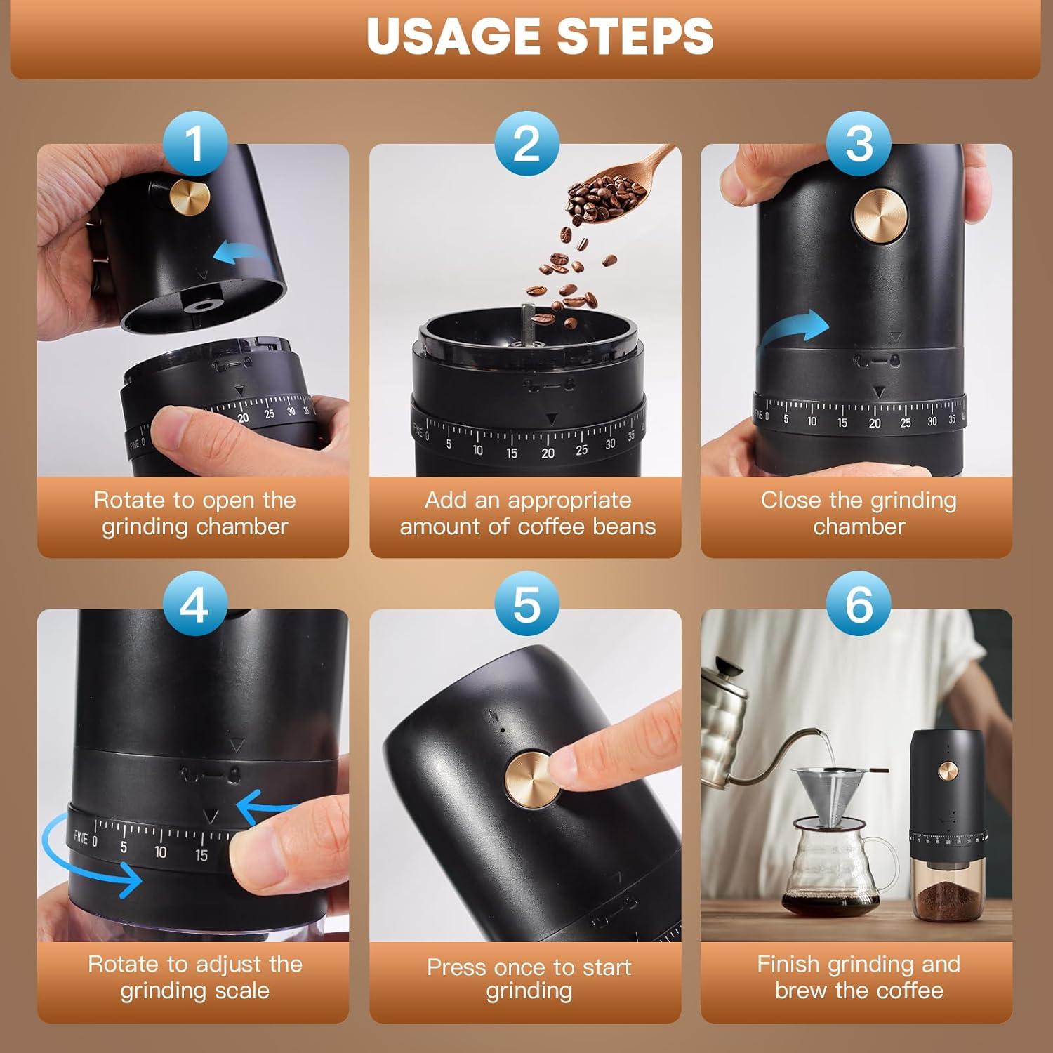 Molino de Café Eléctrico Portátil RealPero RPT-K-06 40 Niveles