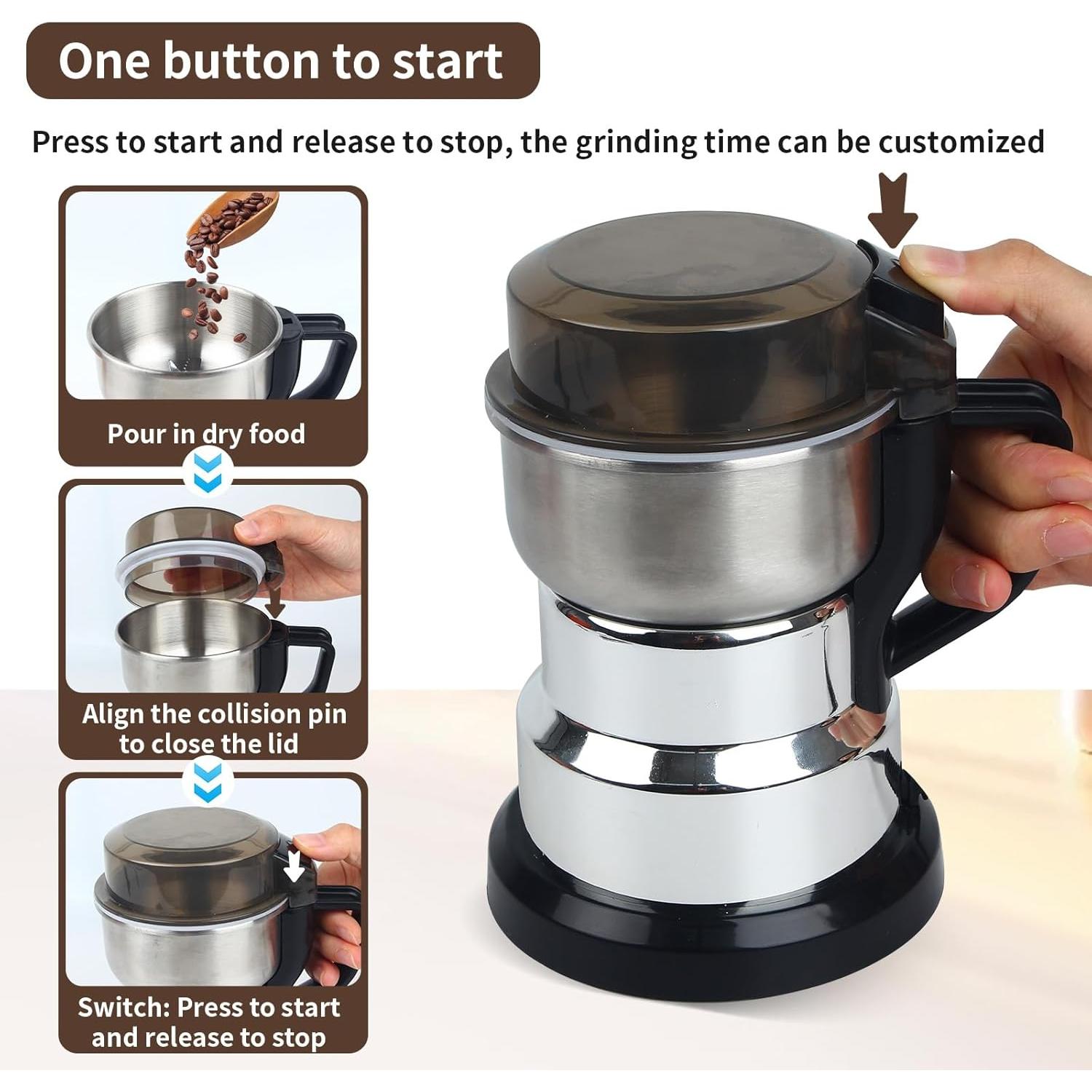 Molinillo de café eléctrico Huitban 150-300W plata