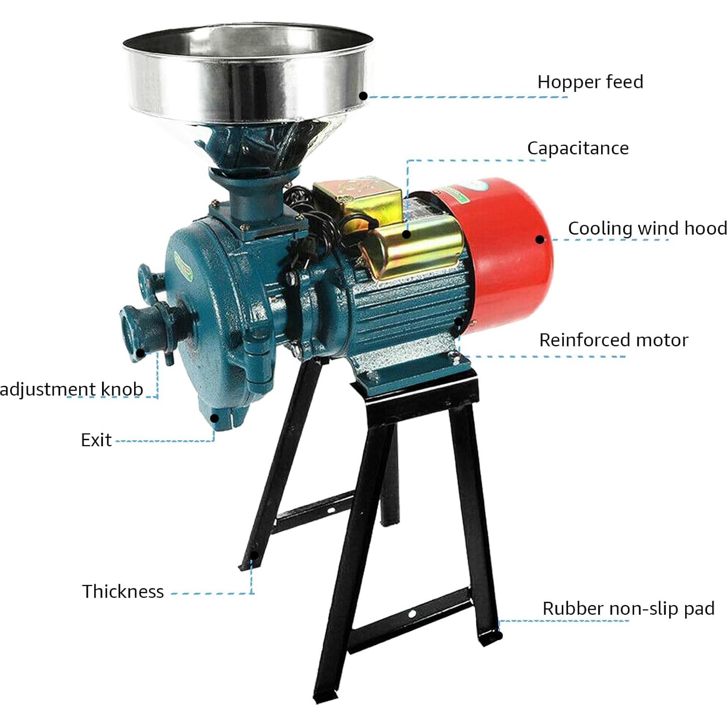 Molino de Granos Eléctrico EVGTTI 3000W 110V para Cereales